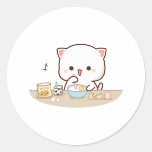 Peach And Goma Mochi Cat Classic Round Sticker