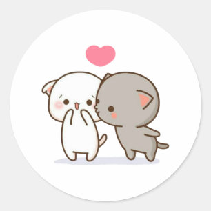 Peach And Goma Mochi Cat Classic Round Sticker