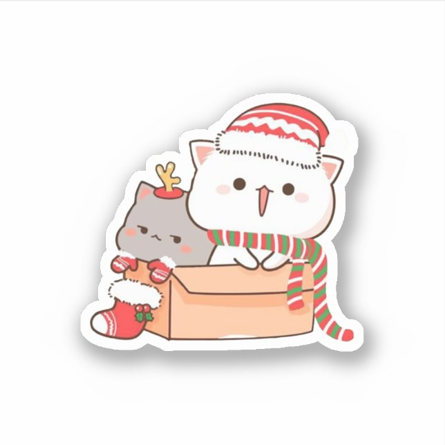 Peach And Goma Mochi Cat, Merry Christmas (Front)