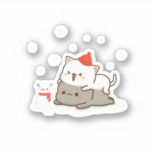 Peach And Goma Mochi Cat, Merry Christmas