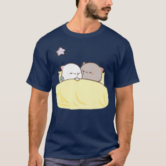 Peach and Goma Mochi Cat Sleeping T-Shirt