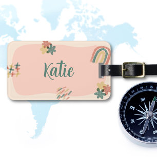 Peach and Green Aesthetic Luggage Tag