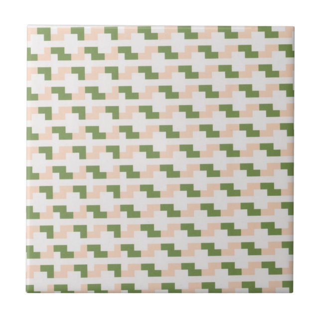 Peach and green ceramic tile (Front)