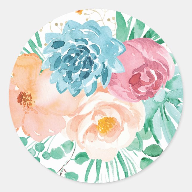 Peach and Green Floral Sticker (Front)