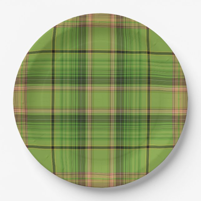 Peach and Green Plaid (botm) Paper Plate (Front)