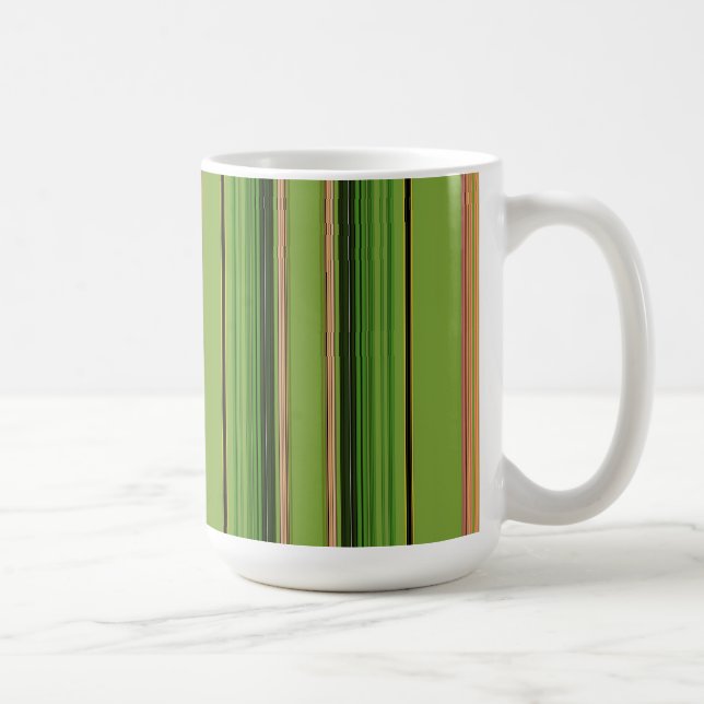 Peach and Green Stripes (botm) Coffee Mug (Right)