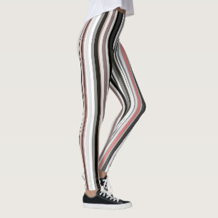 Peach and Grey Abstract Stripes Leggings