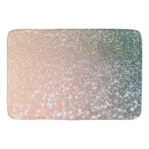 Peach and Grey Sparkle Glamour Glitter Bath Mat