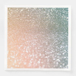 Peach and Grey Sparkle Glamour Glitter Napkin