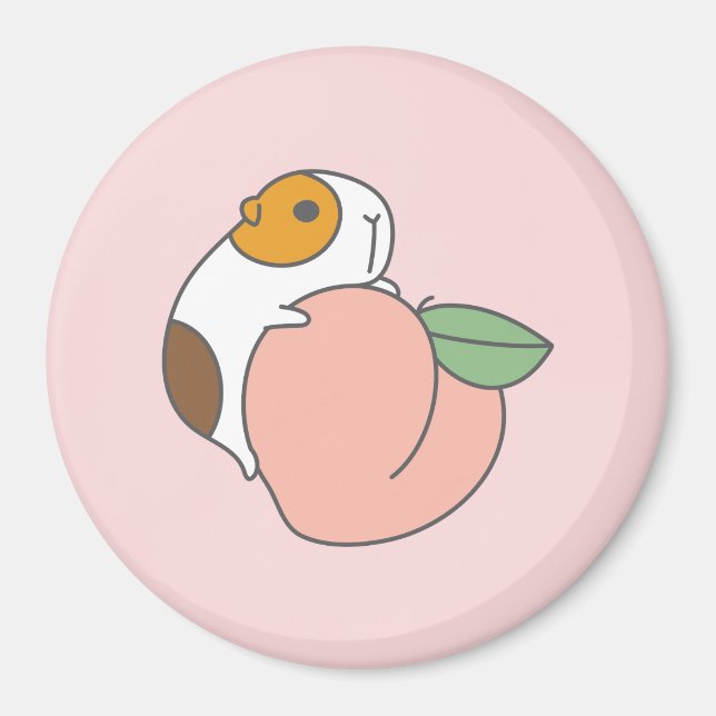 Peach and Guinea pig Magnet (Front)