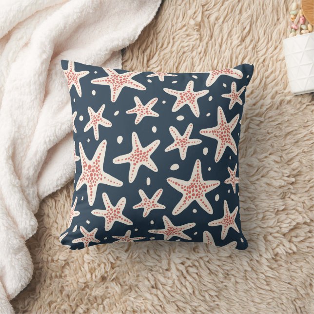Peach and Ivory Starfish  Cushion (Blanket)