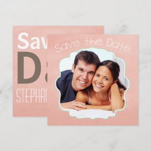 Peach and Mint Photo Modern Save the Date
