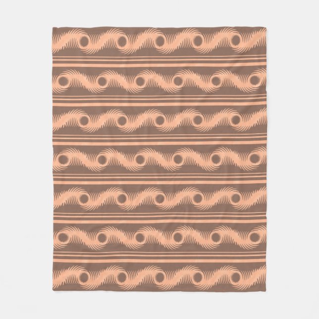 Peach and Mocha Spiral Pattern Fleece Blanket (Front)