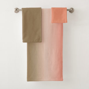 peach and olive streaks bath towel set