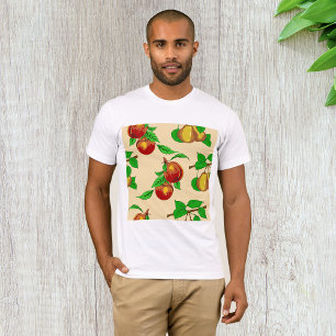 Peach and Pear Fruit Pattern Rustic Botanical T-Shirt
