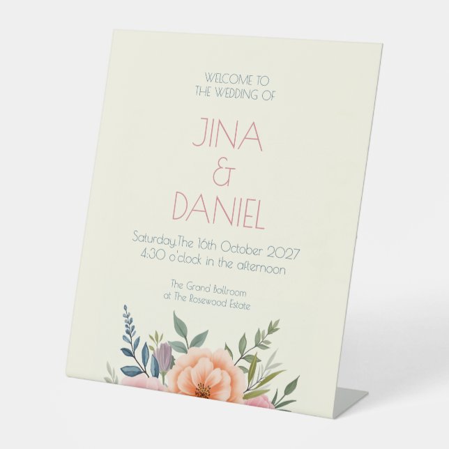 Peach and Petal Dream Pedestal Sign (Front)