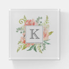 Peach and Pink Floral Bouquet with Monogram