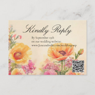 Peach And Pink Floral Wedding Enclosure Card