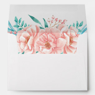 Peach and Pink Floral Wedding Envelope