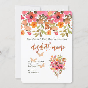 Peach And Pink Garden Flower Invitation