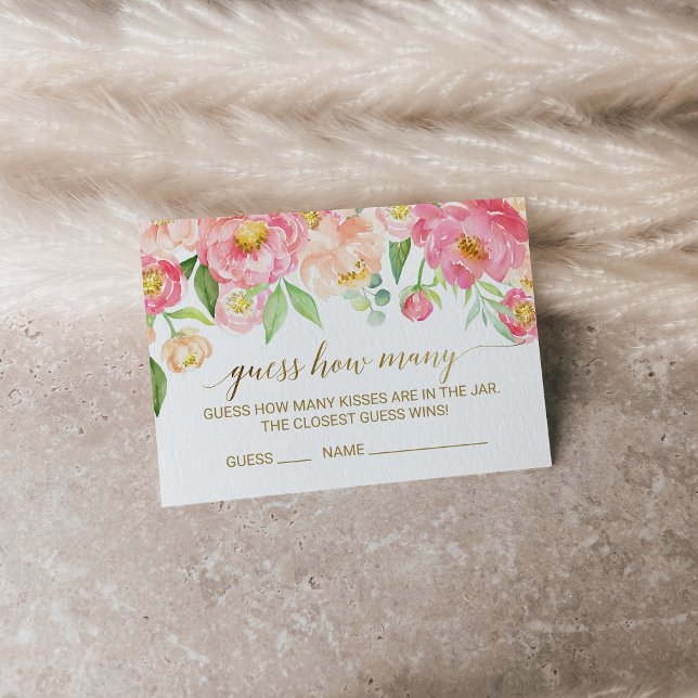 Peach and Pink Guess How Many Kisses Game Cards (Creator Uploaded)