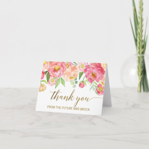 Peach and Pink Peony Thank You From the Future Mrs Card
