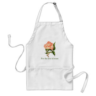 Peach and pink rose watercolor botanical standard apron