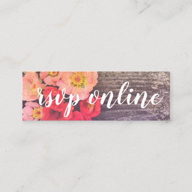 Peach and Poppy Mini Web RSVP Card (Front)