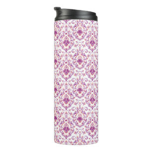Peach and Purple Damask Floral Elegant Pattern Thermal Tumbler