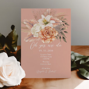 Peach and Purple Floral Elopement Reception Invite