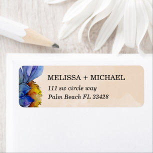Peach and Purple Watercolor Daisy Return Address Label