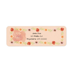 Peach and Red Floral Return Address Labels