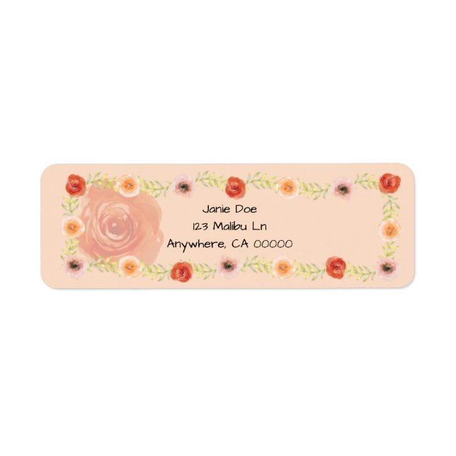 Peach and Red Floral Return Address Labels (Front)