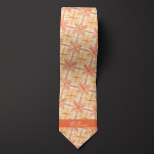 Peach and Sand Abstract Floral Tie