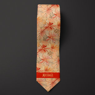 Peach and Sand Floral Tie
