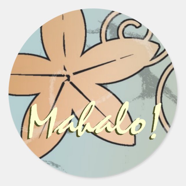 Peach and Teal Hawaiian Wedding Mahalo Seal (Front)