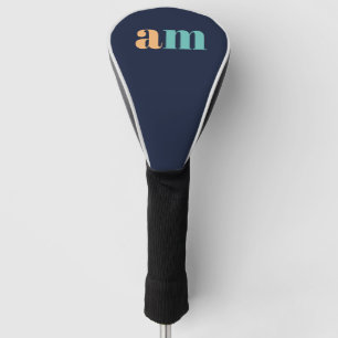 Peach and turquoise elegant monogram design golf head cover