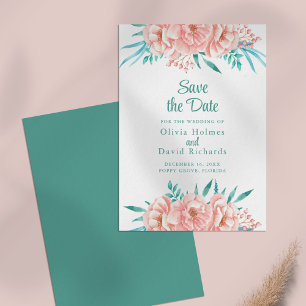 Peach and Turquoise Save the Date Card
