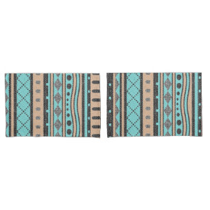 Peach And Turquoise Tribal Pattern Pillowcase