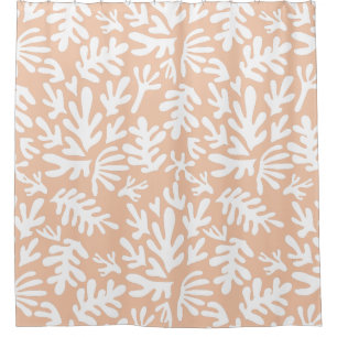 Peach and white abstract boho Modern Pattern Shower Curtain