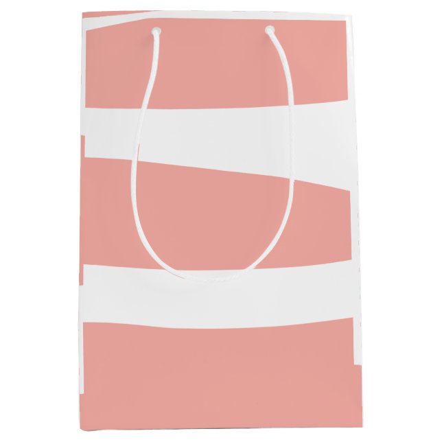 Peach and white Abstract Medium Gift Bag (Front)