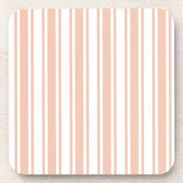 Peach and white candy stripes coaster (Front)