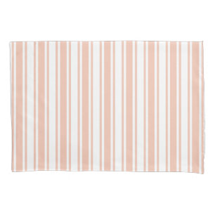 Peach and white candy stripes pillowcase