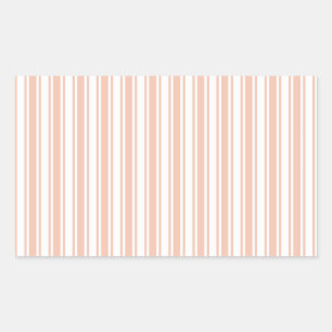 Peach and white candy stripes rectangular sticker