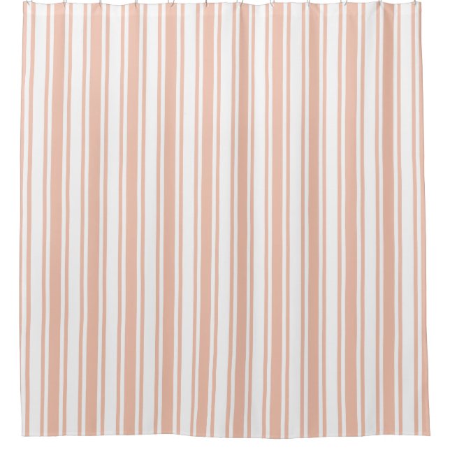 Peach and white candy stripes shower curtain (Front)