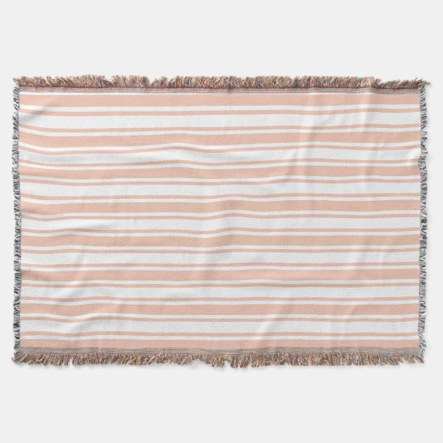 Peach and white candy stripes throw blanket (Front)