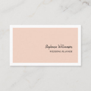 Peach and White Elegant Modern Wedding Planner Business Card