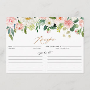 Peach and White Floral Recipe Card