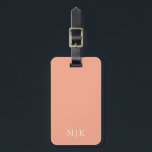 Peach and White | Modern Monogram Luggage Tag<br><div class="desc">This modern luggage tag design features a Peach background,  with your initials in bold white text for a look that is simple and stylish,  yet professional.</div>