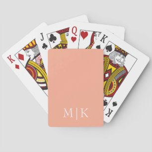 Peach and White   Modern Monogram Playing Cards